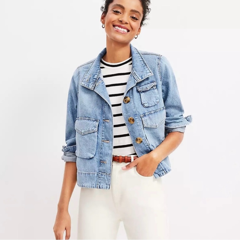 LOFT Light Blue Utility Denim Jacket,Like New